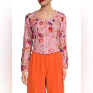LOVESHACKFANCY Nayeem Floral Lace Trim Top Size 4